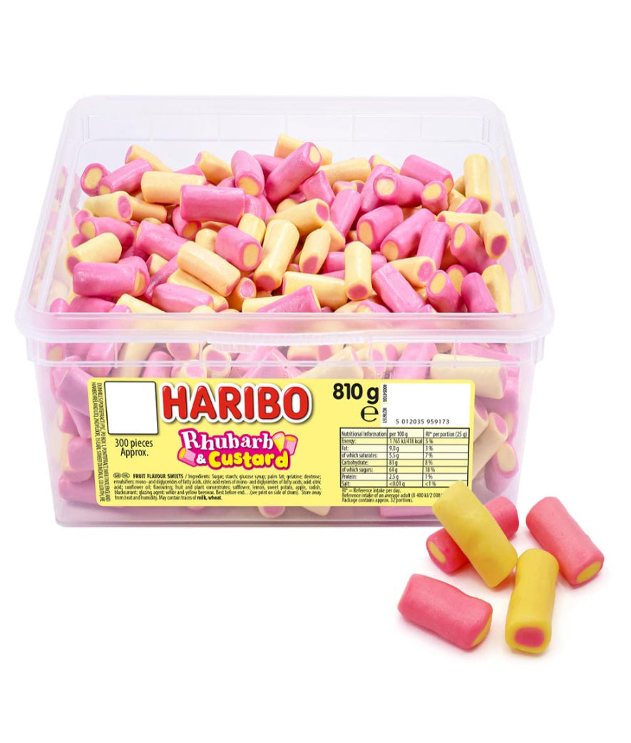 Haribo rhubarb & custard tub