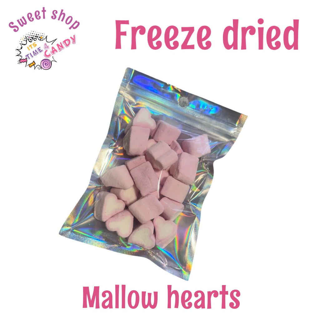 Freeze dried mallow hearts