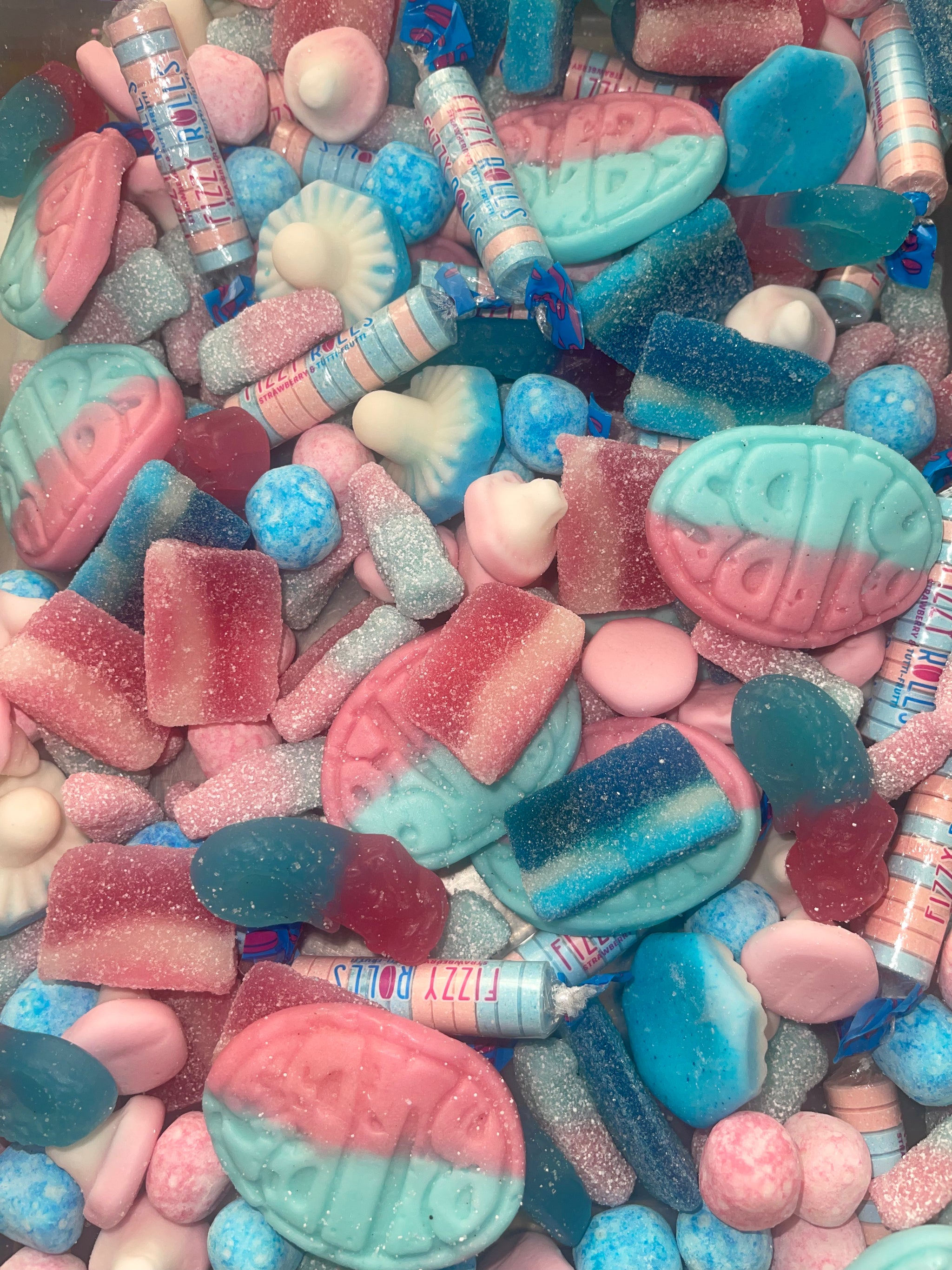 Pink and blue candy discount